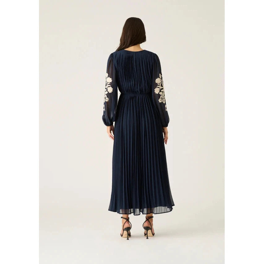 MOS Willow Pleat Maxi Dress - Navy