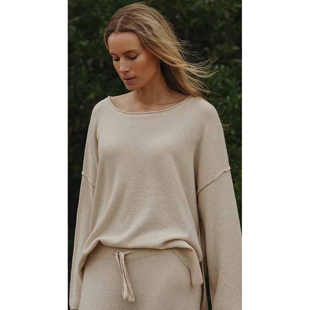 Talamaya Winter Retreat Merino Cotton Pullover - Nougat