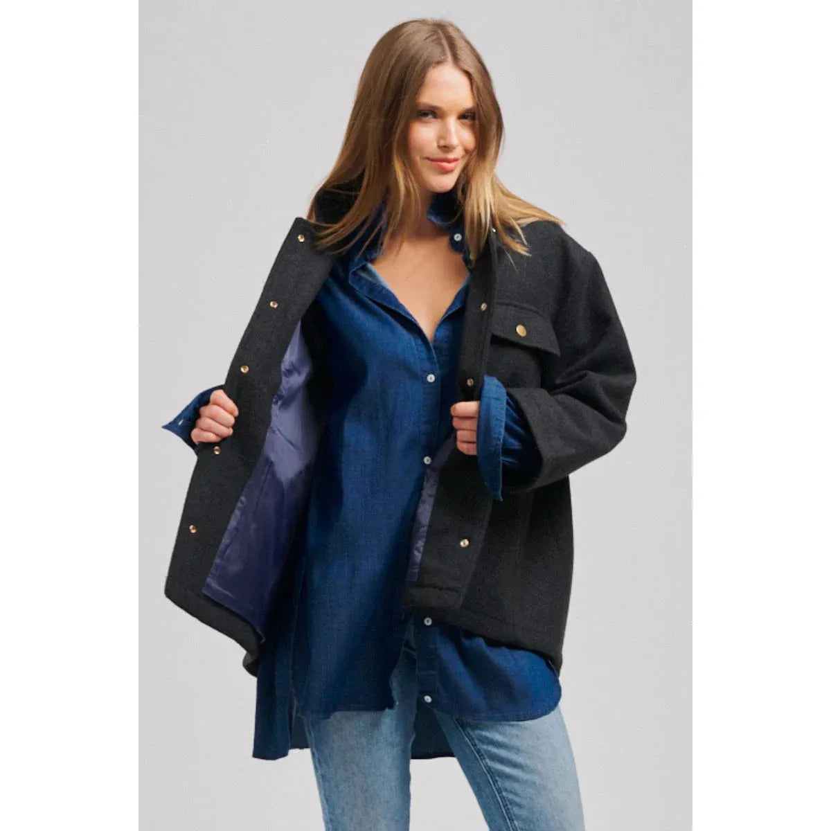 Shirty The Allegra Relaxed Wool Blend Jacket - Charcoal  Shirty Pisces Boutique