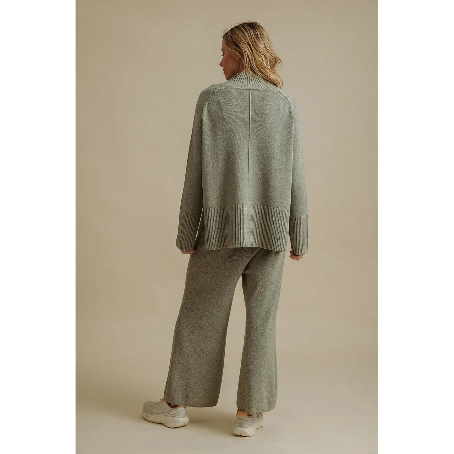 Talamaya Harmony Merino Cotton Mock Neck Pullover - Acacia