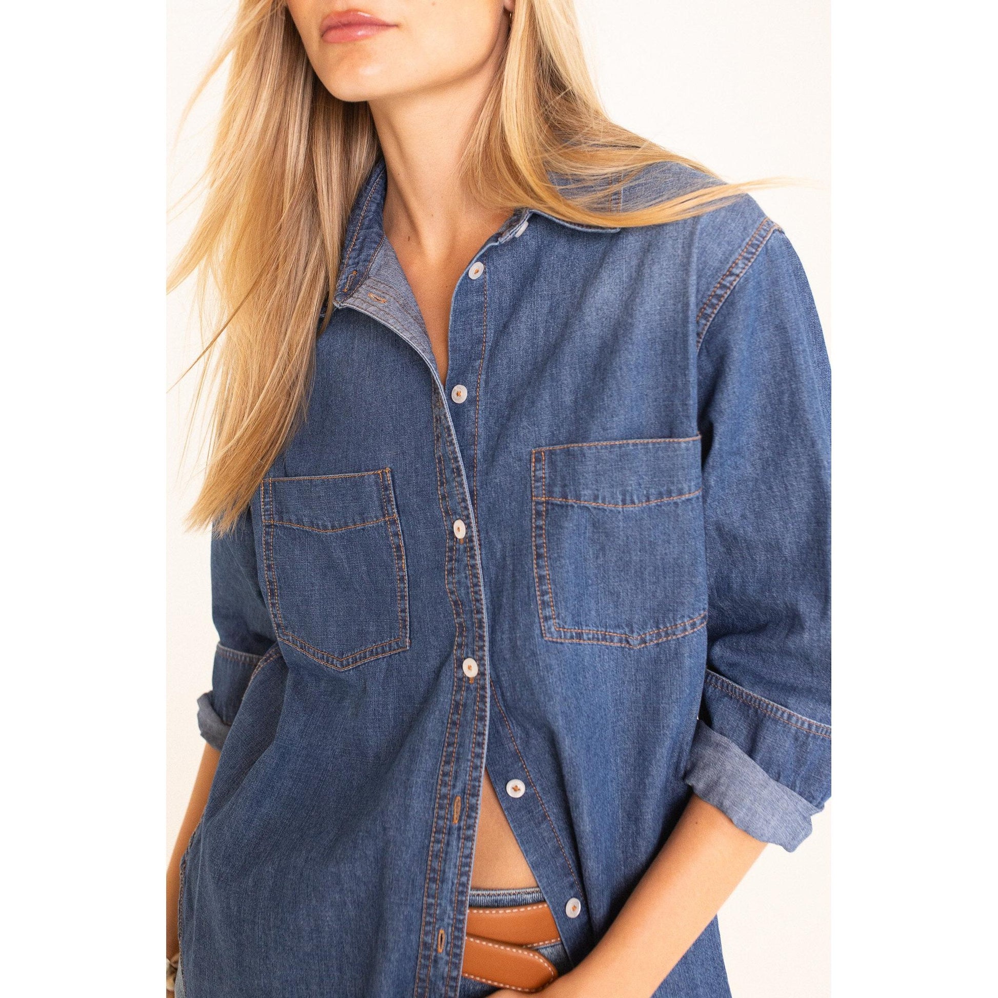 Hut Clothing Denim Shirt - Dark Wash  Hut Clothing Pisces Boutique