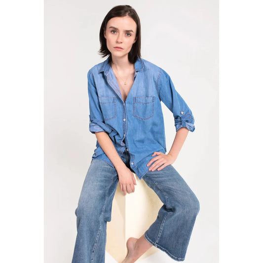 Hut Denim Boyfriend Shirt - Denim Wash