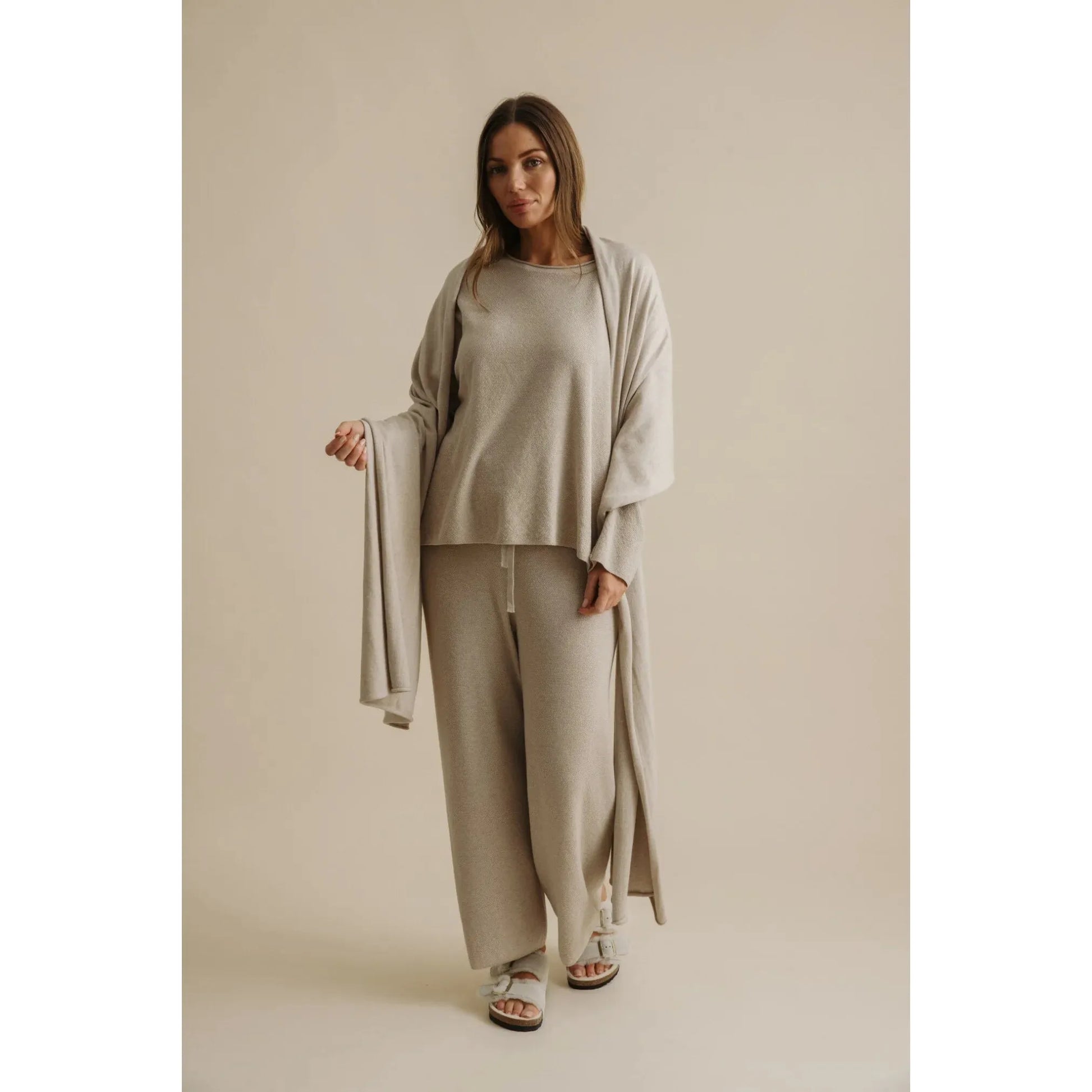 Talamaya Winter Retreat Merino Cotton Wrap - Wheat  Talamaya Pisces Boutique