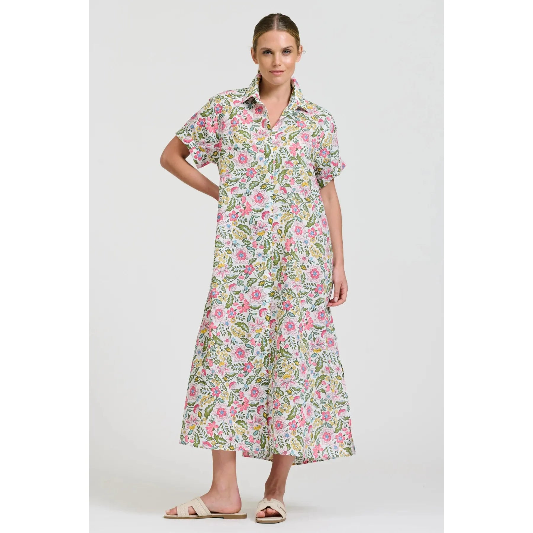 Shirty The Lucy Dress - Passion Flower - White  Shirty Pisces Boutique