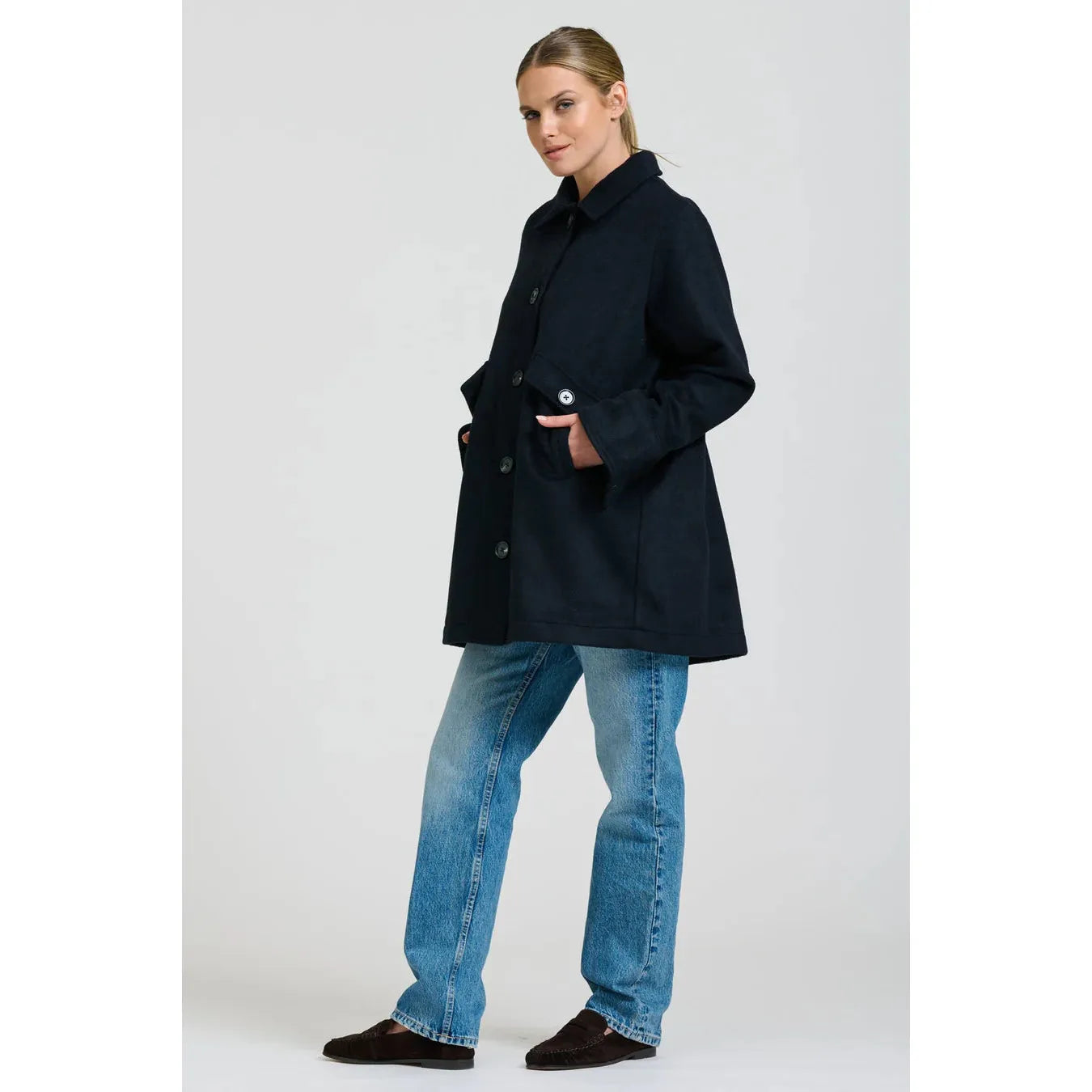 Shirty Selina Swing Coat - Navy  Shirty Pisces Boutique