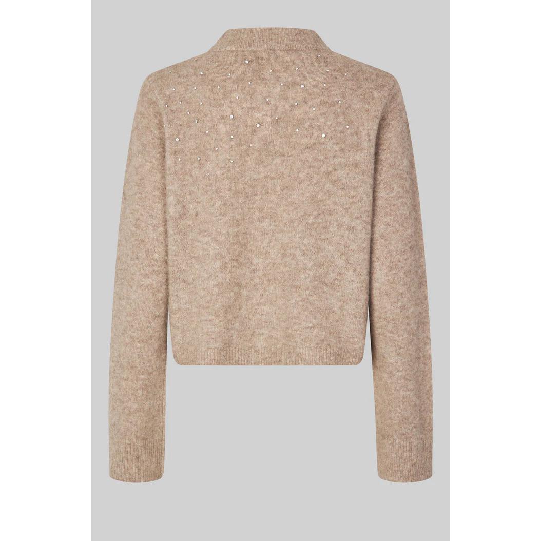 Second Female Sparkling Lurex Cardigan - Roasted Cashew