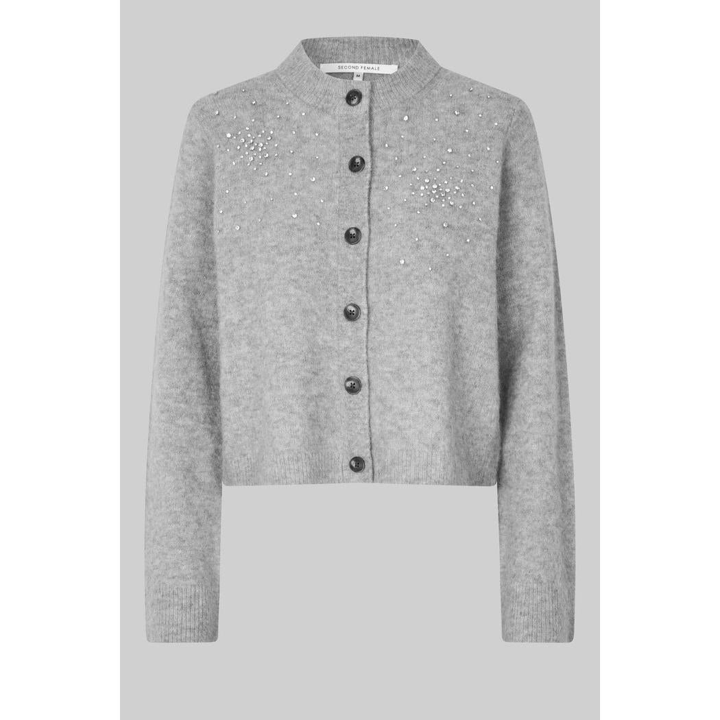 Second Female Sparkling Lurex Cardigan - Grey Melange