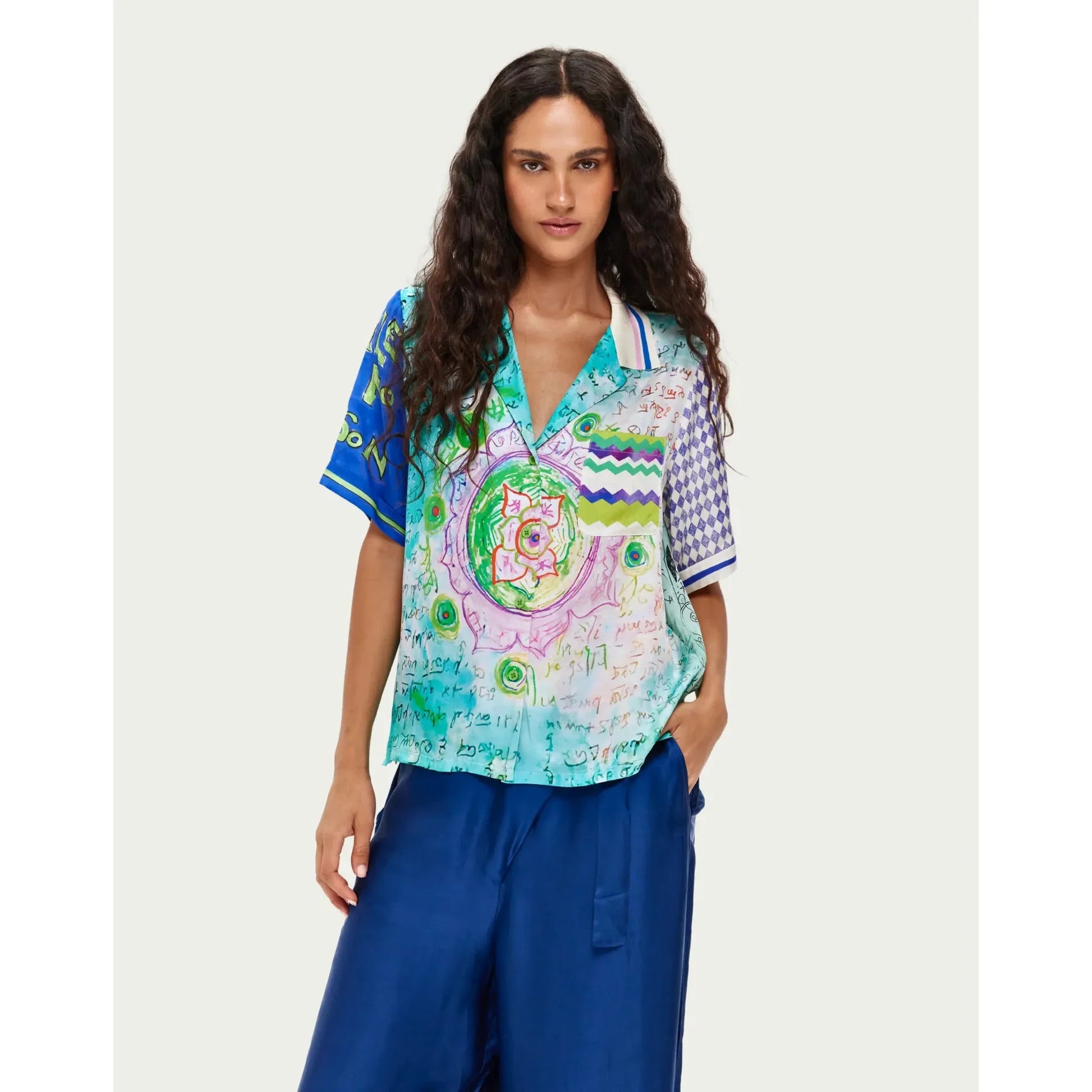 ME 369 Aya Knit Collar Shirt - Runic Whisper  ME369 Pisces Boutique