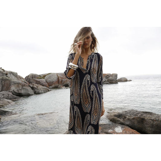 One Season Long Genie - Provence - Viscose - Navy Paisley  One Season Pisces Boutique