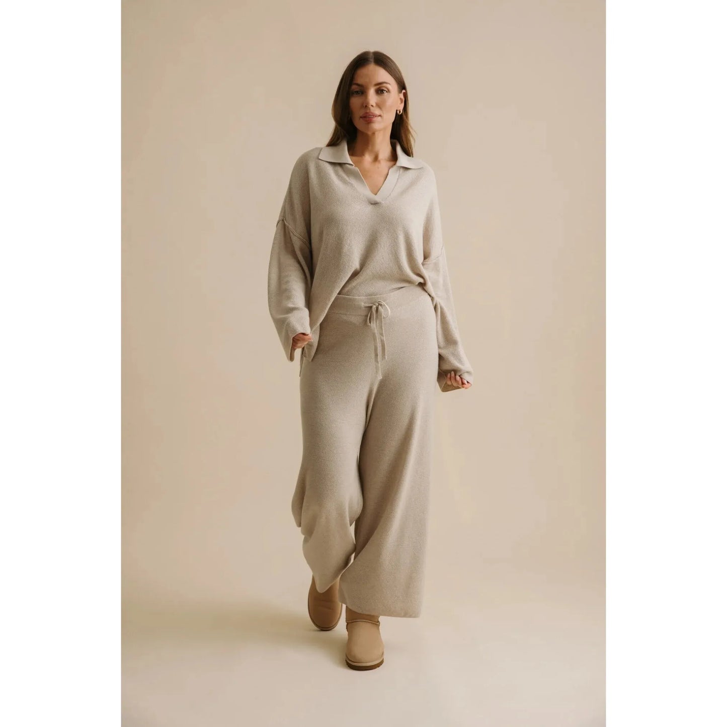 Talamaya Winter Retreat Collar Pullover - Wheat  Talamaya Pisces Boutique