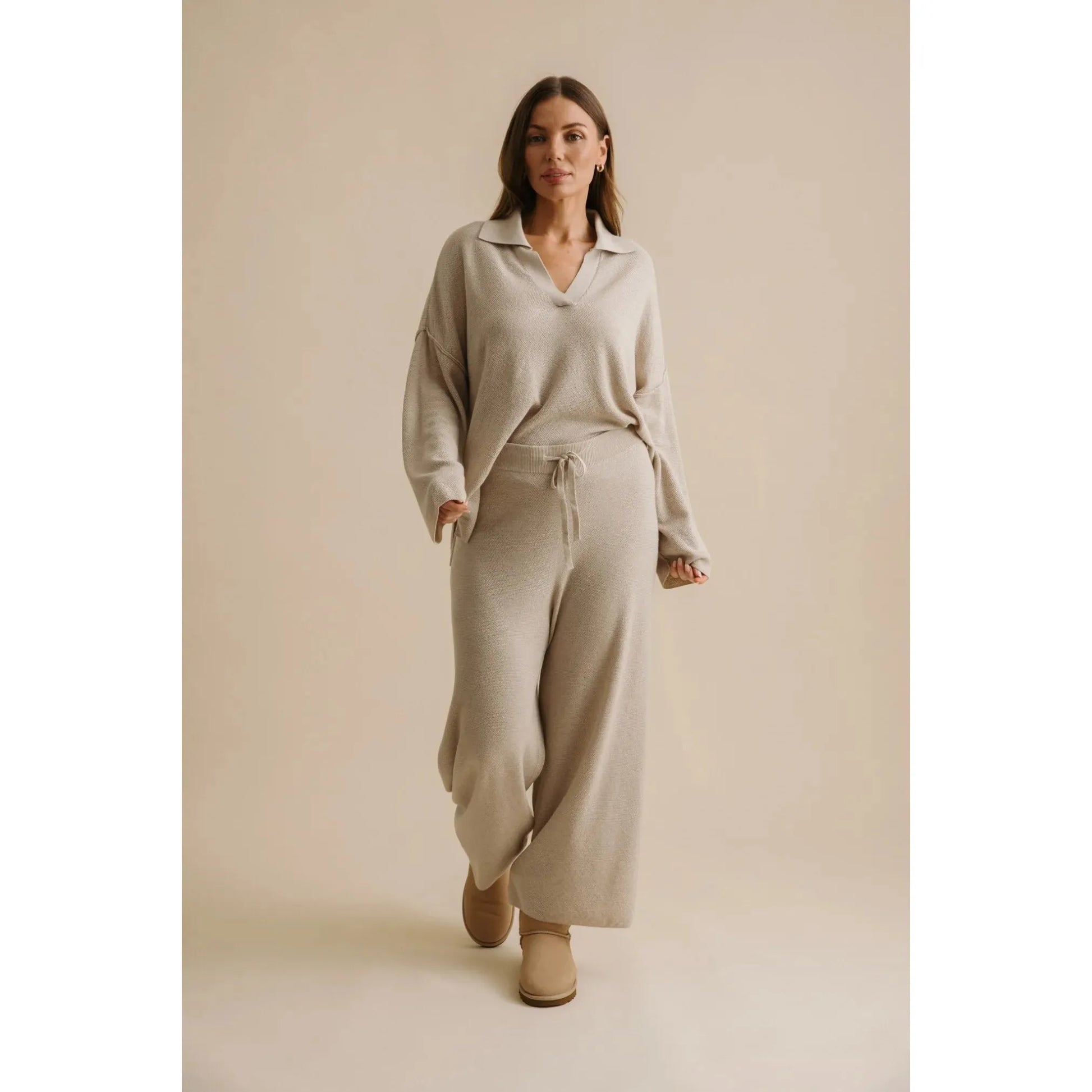 Talamaya Winter Retreat Collar Pullover - Wheat  Talamaya Pisces Boutique