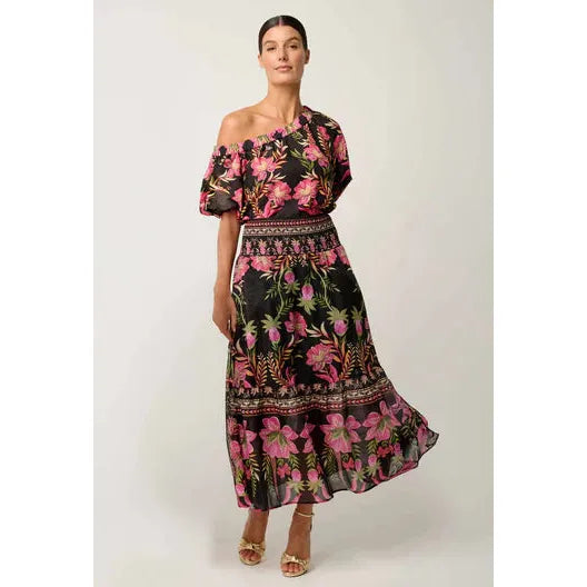 Once Was Cordelia Placement Print Silk Cotton Skirt