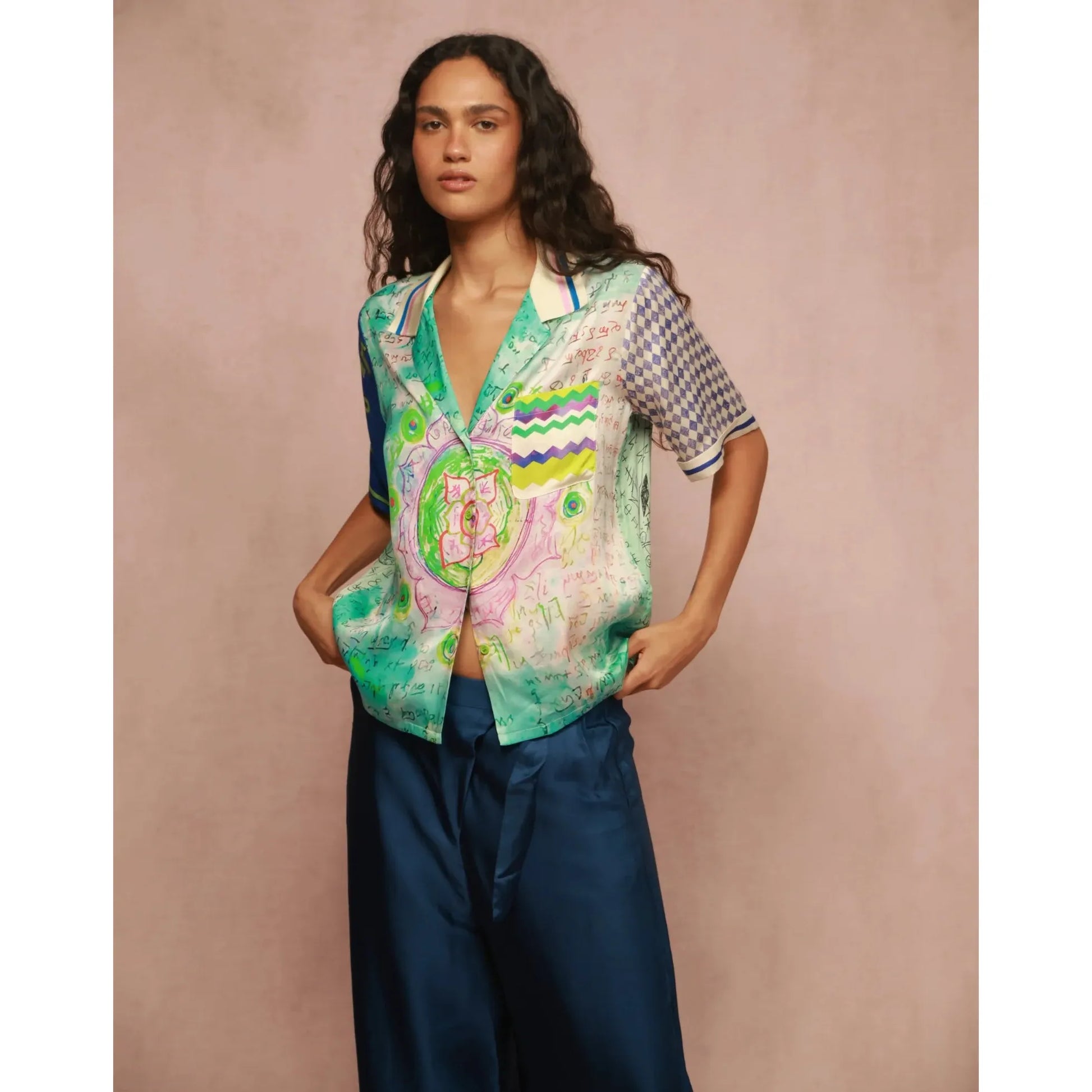 ME 369 Aya Knit Collar Shirt - Runic Whisper  ME369 Pisces Boutique