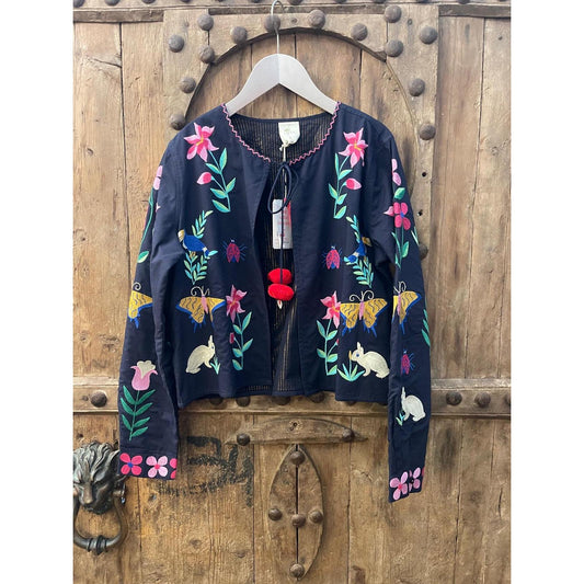 Nimo With Love Pine Jacket - Navy Mexican Embroidery