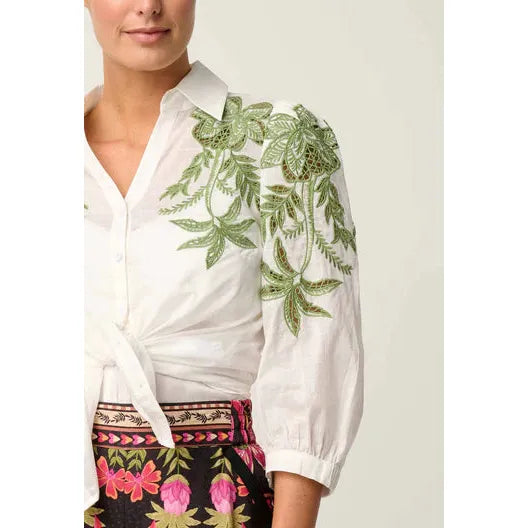 Once Was Callisto Placement Print Cotton Shirt - Ivory