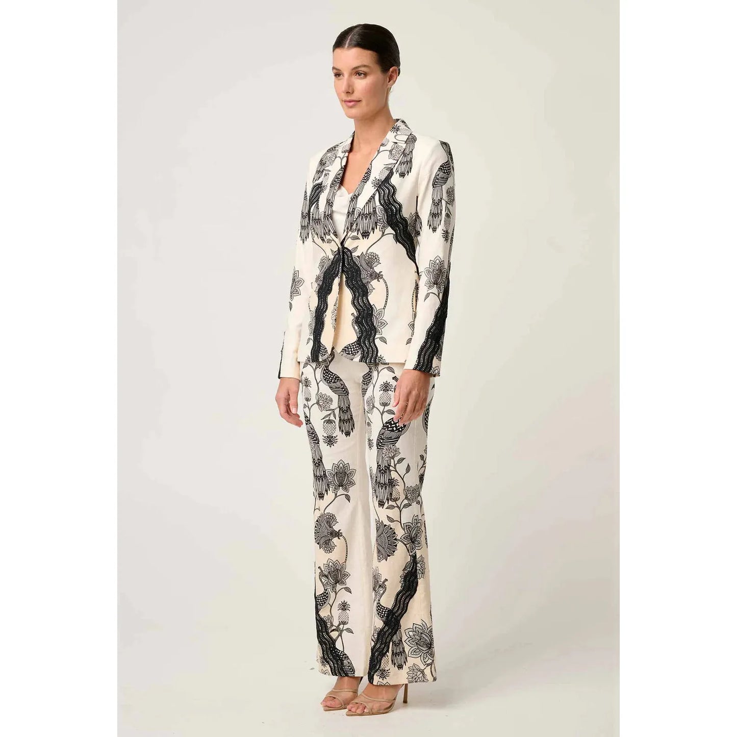 Once Was Leandro Contrast Lace Blazer - Imperial Stone