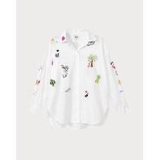 ME 369 Madison Oversized Embroidery Shirt - White