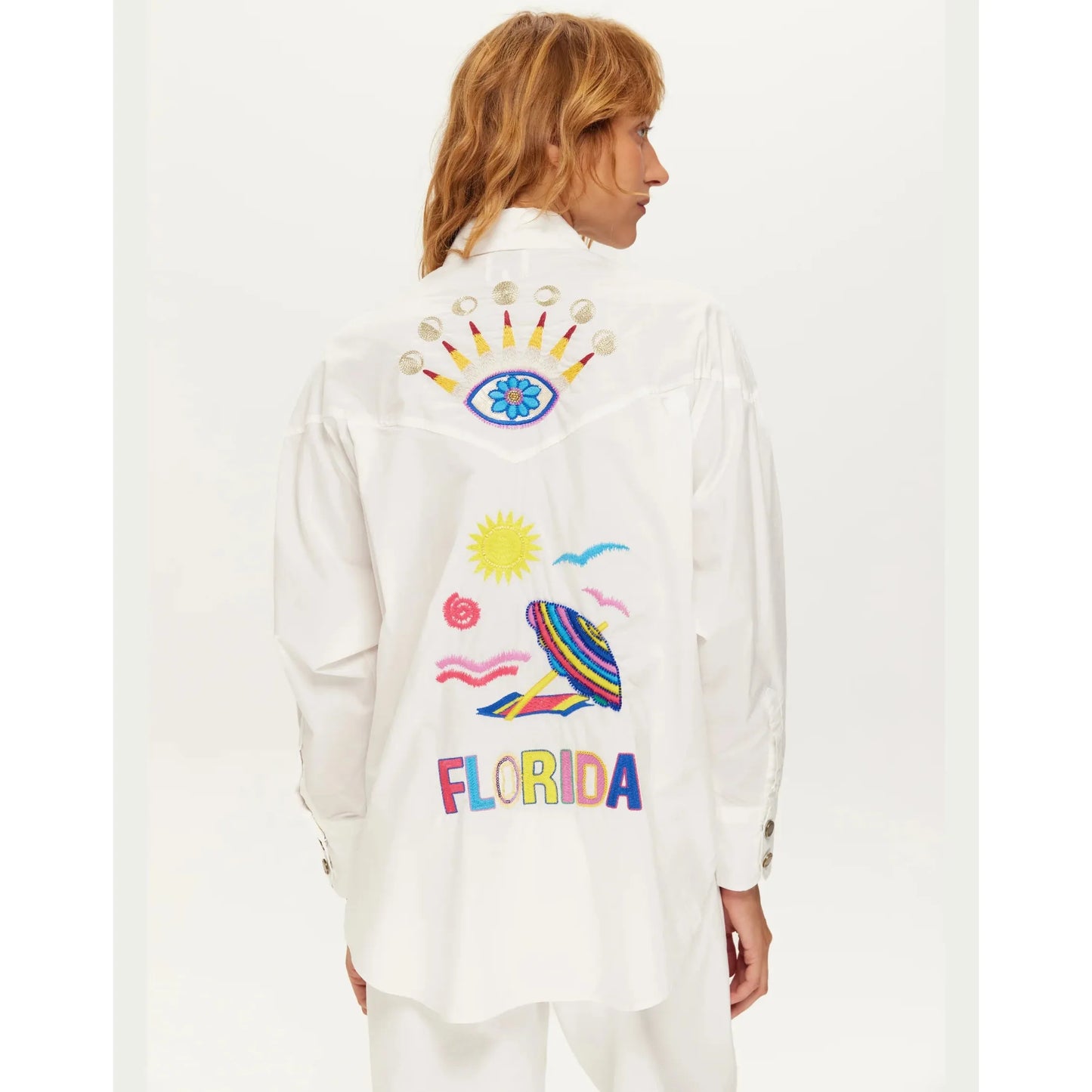 ME 369 Adelyn Oversized Embroidery Shirt - White  ME369 Pisces Boutique