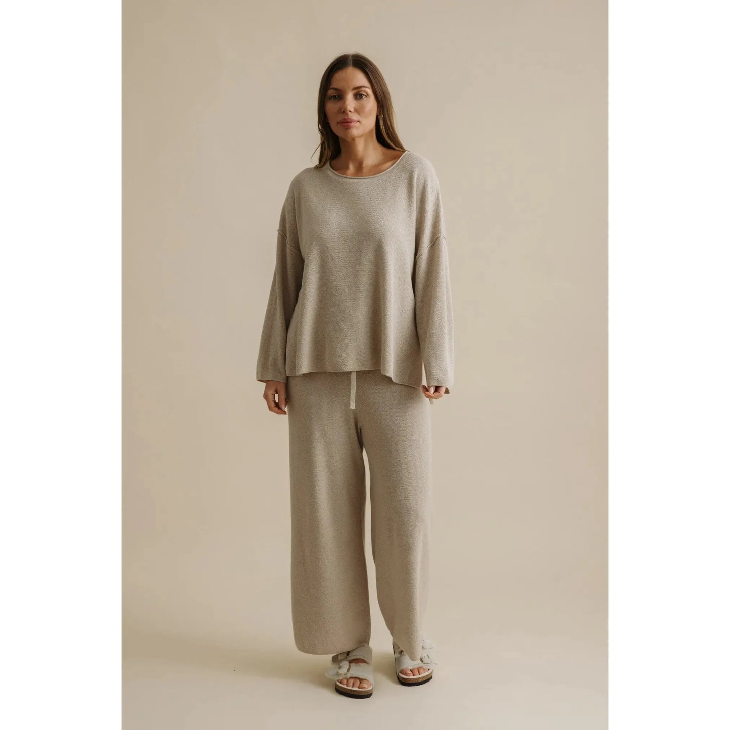 Talamaya Winter Retreat Merino Cotton Pullover - Wheat  Talamaya Pisces Boutique