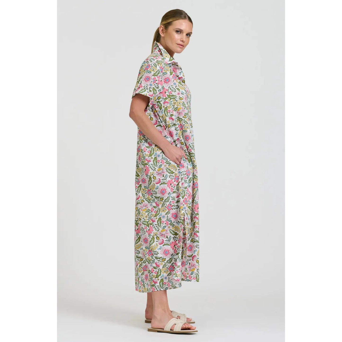 Shirty The Lucy Dress - Passion Flower - White  Shirty Pisces Boutique