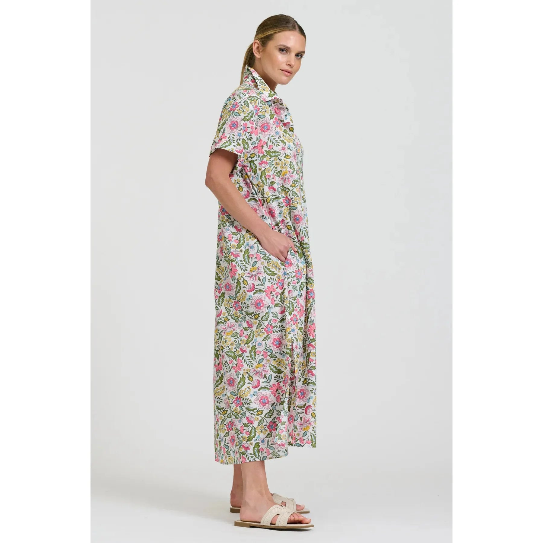 Shirty The Lucy Dress - Passion Flower - White  Shirty Pisces Boutique