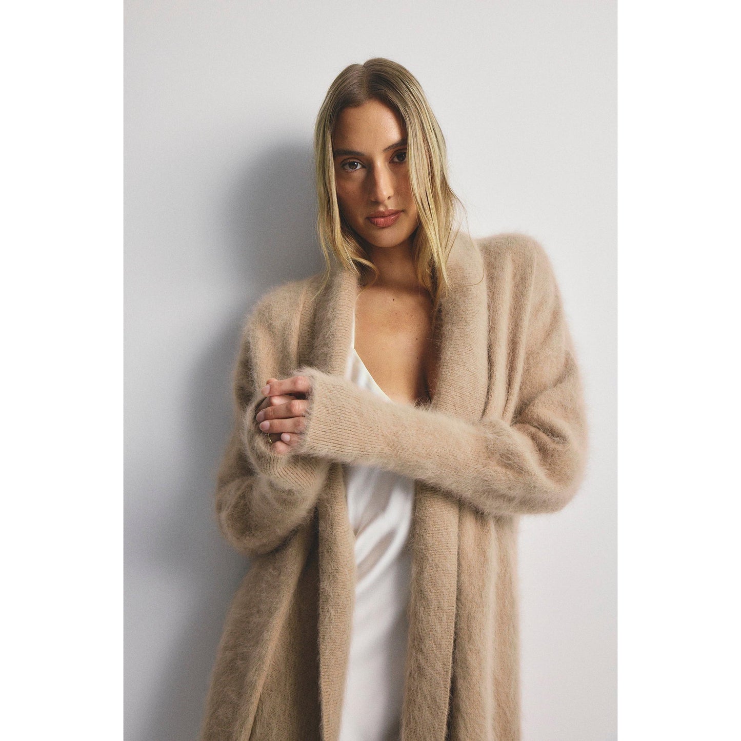 World Of Nomads Sophia Open Cashmere Cardigan - Latte  World Of Nomads Pisces Boutique