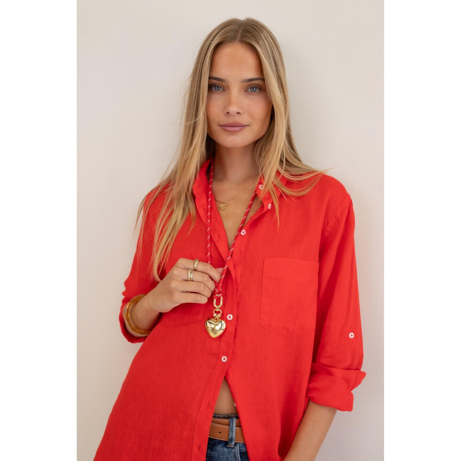 Hut Clothing Boyfriend Linen Shirt - Poppy  Hut Clothing Pisces Boutique