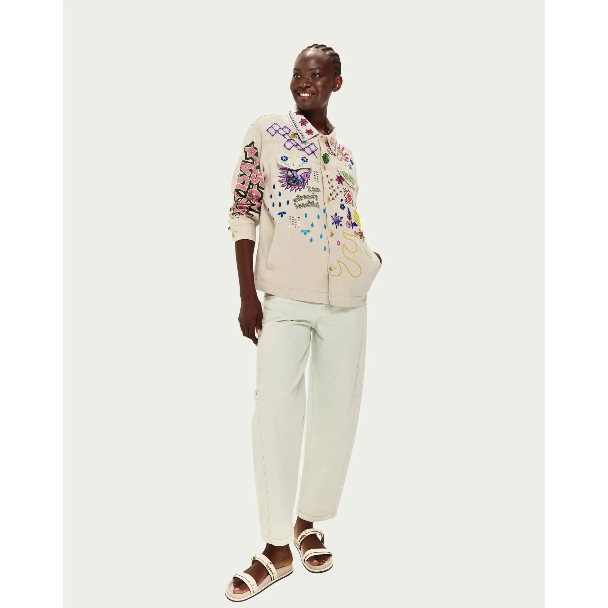 ME 369 Briann Embroidered Denim Jacket - Markers  ME369 Pisces Boutique