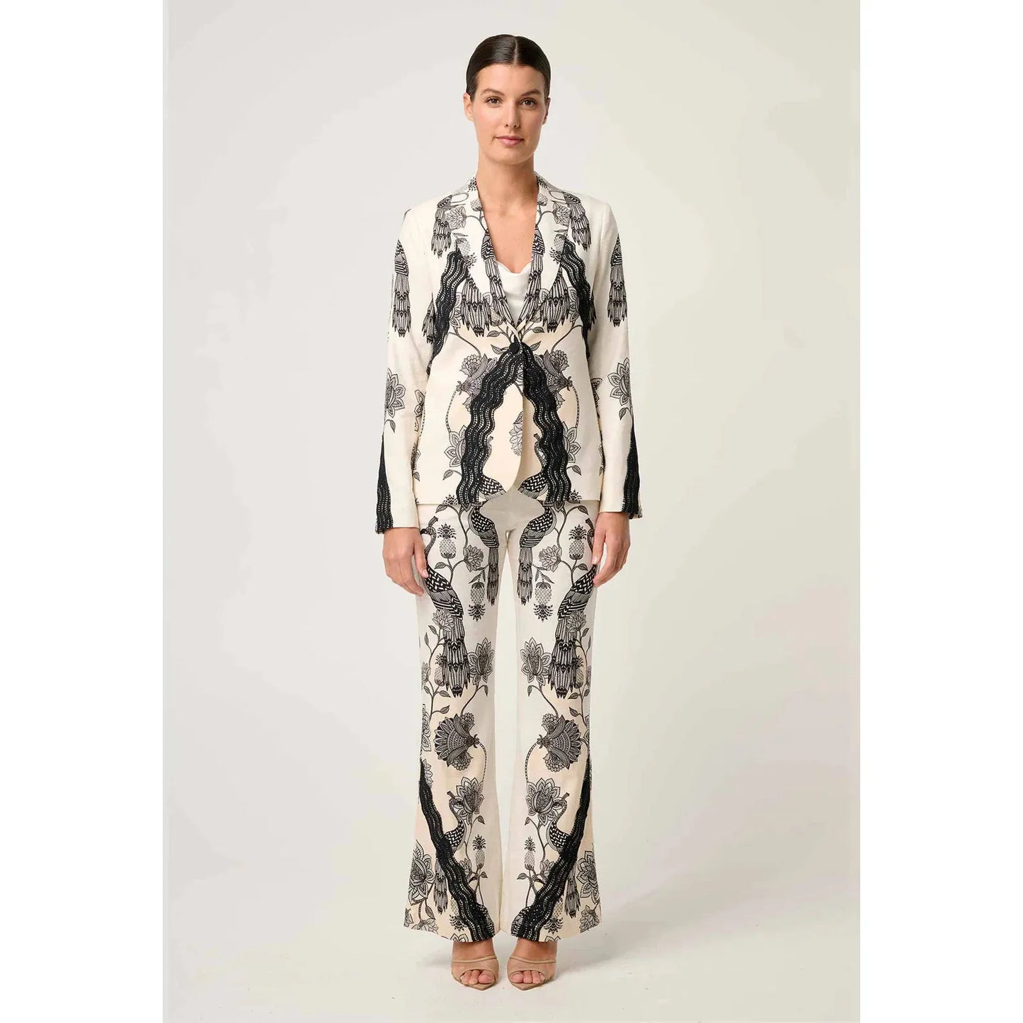 Once Was Leandro Contrast Lace Blazer - Imperial Stone