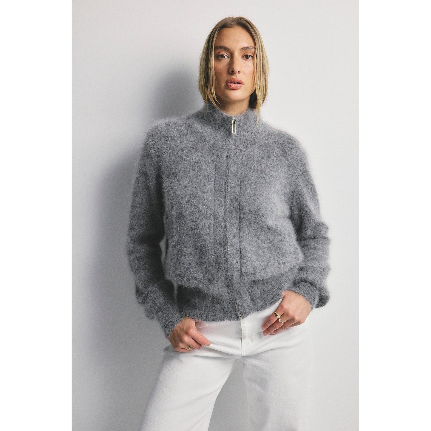 World Of Nomads Felix Zip Cashmere Bomber - Charcoal  World Of Nomads Pisces Boutique