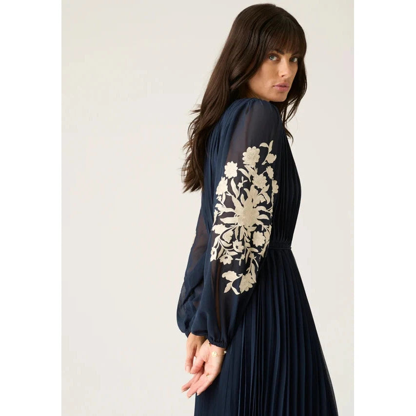 MOS Willow Pleat Maxi Dress - Navy