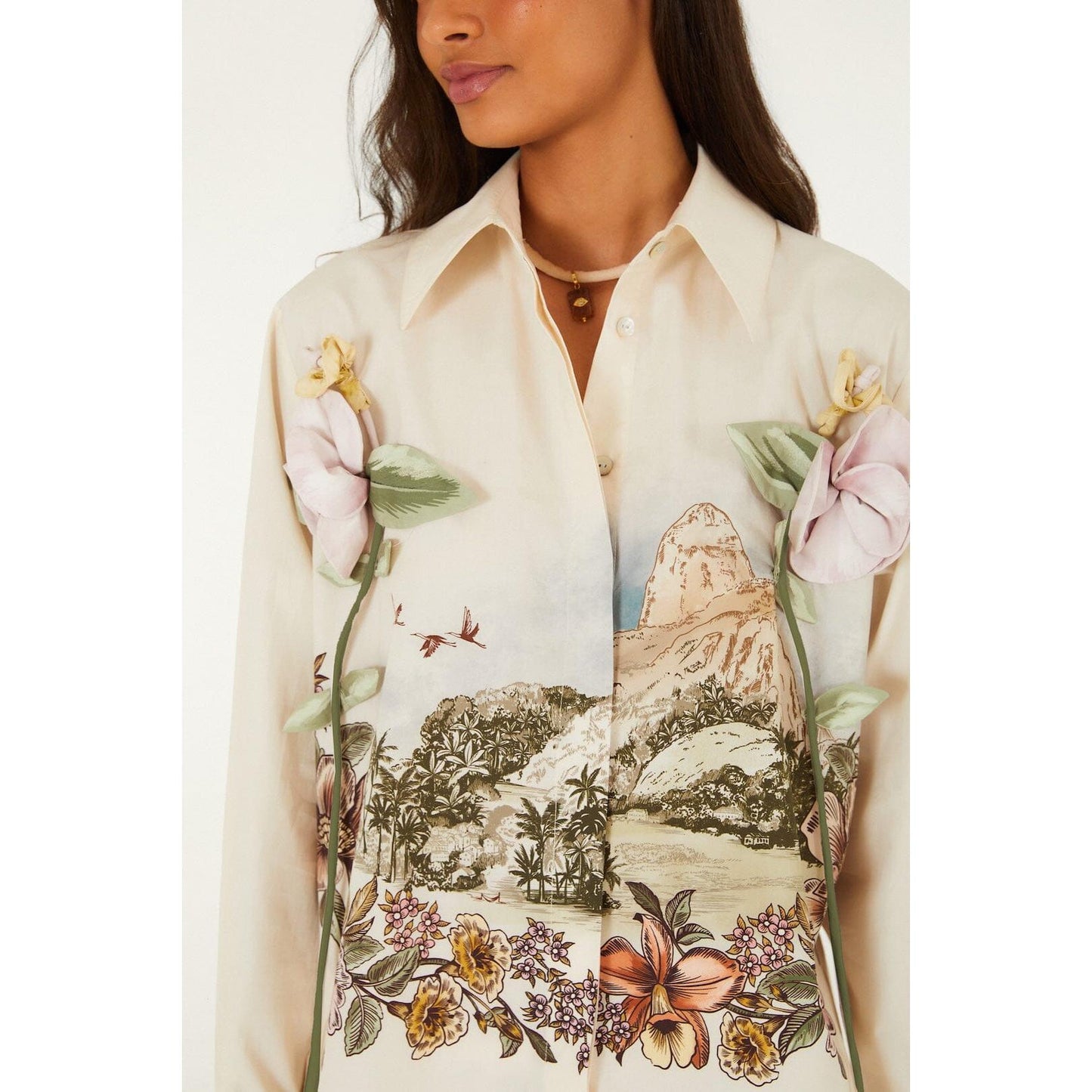 Farm Rio Toile De Rio L/S Shirt - White  Farm Rio Pisces Boutique