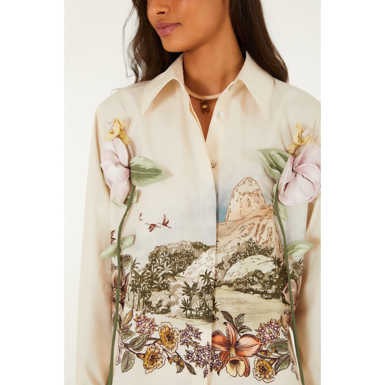 Farm Rio Toile De Rio L/S Shirt - White  Farm Rio Pisces Boutique