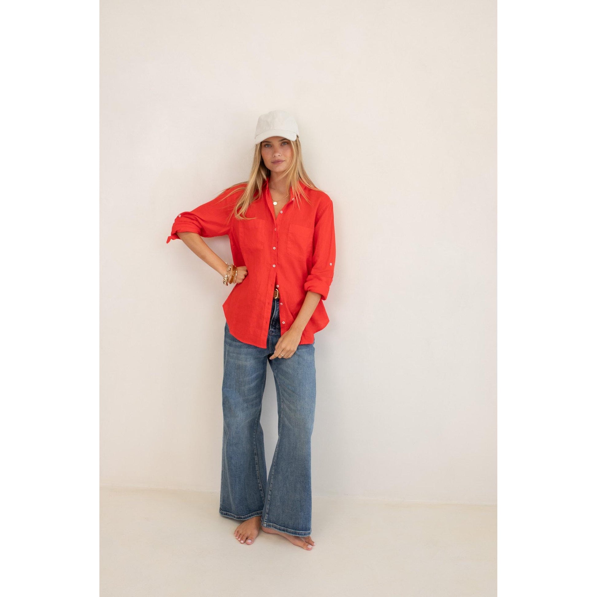Hut Clothing Boyfriend Linen Shirt - Poppy  Hut Clothing Pisces Boutique