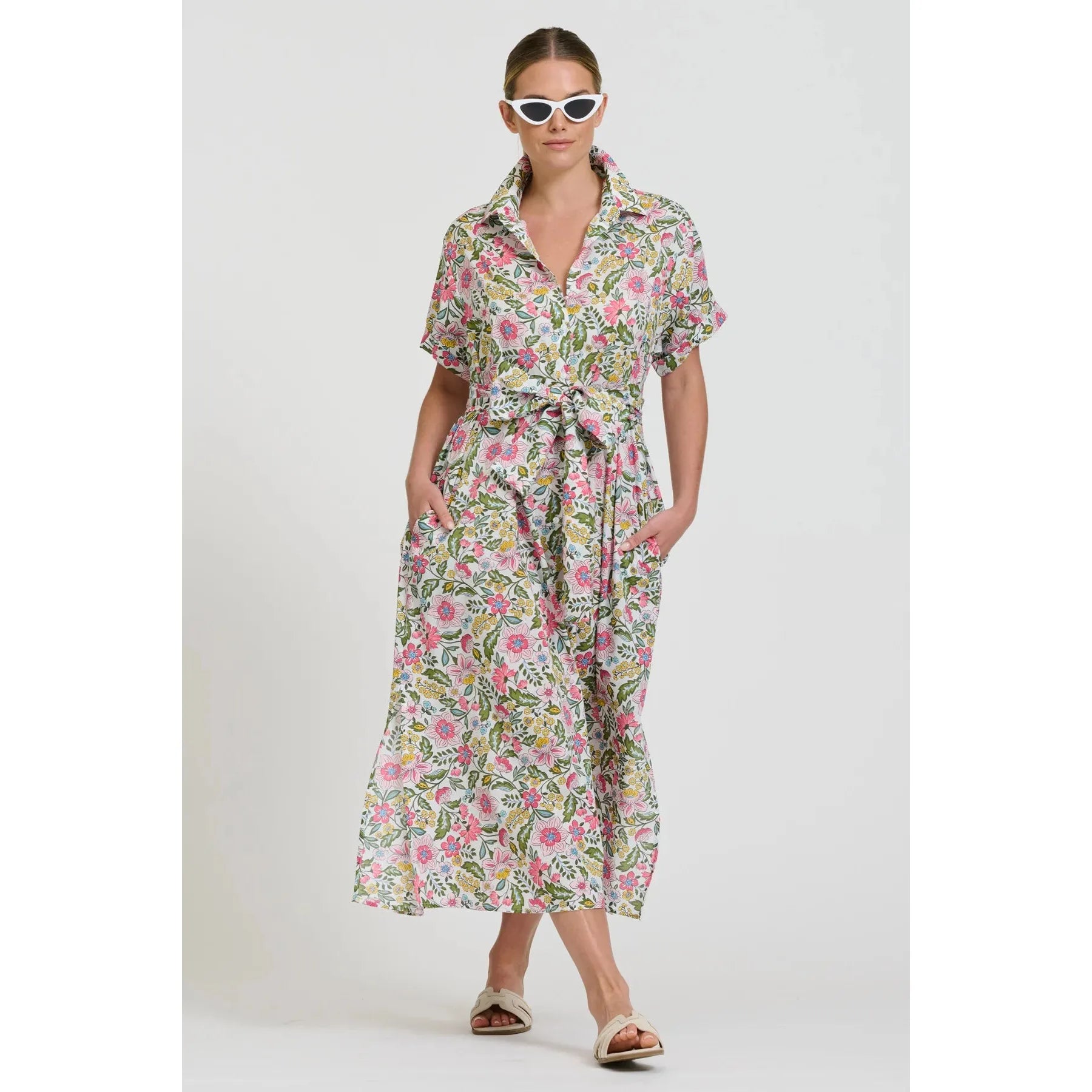 Shirty The Lucy Dress - Passion Flower - White  Shirty Pisces Boutique