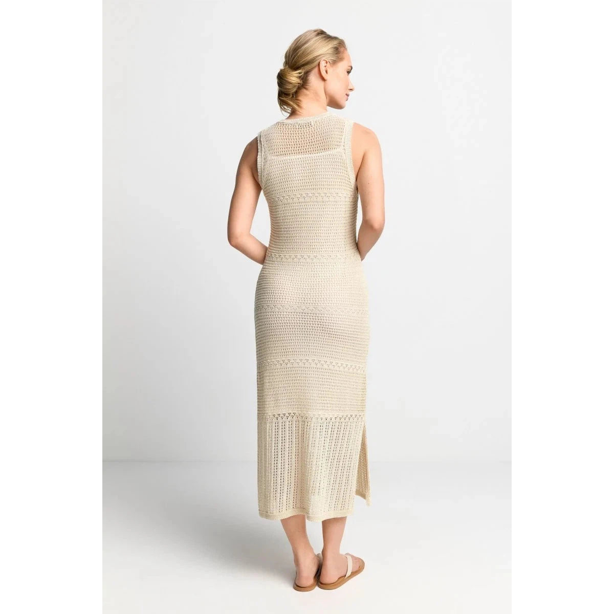 Rich & Royal Pointelle Knit Dress - Whisper White