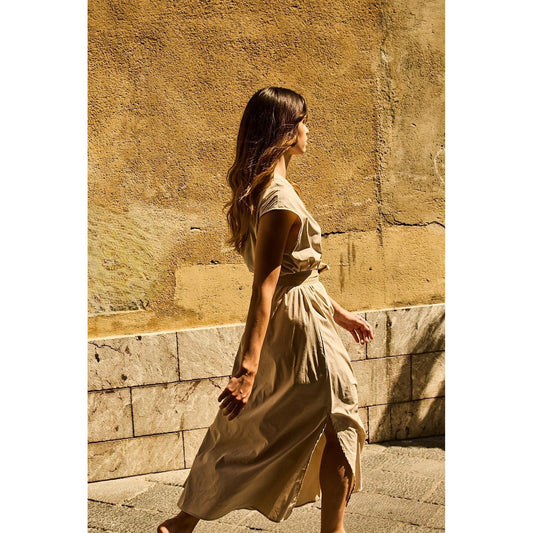 Mela Purdie Zip Slice Dress - Biscoti