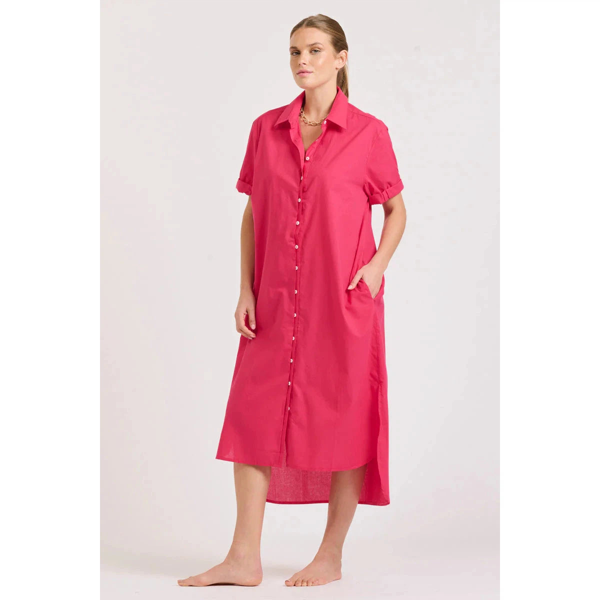 Shirty The Annie S/S Shirt Dress - Raspberry