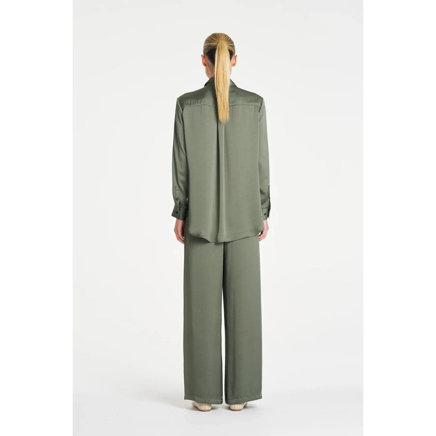 Mela Purdie Soft Shirt Mirror Satin - Sage  Mela Purdie Pisces Boutique