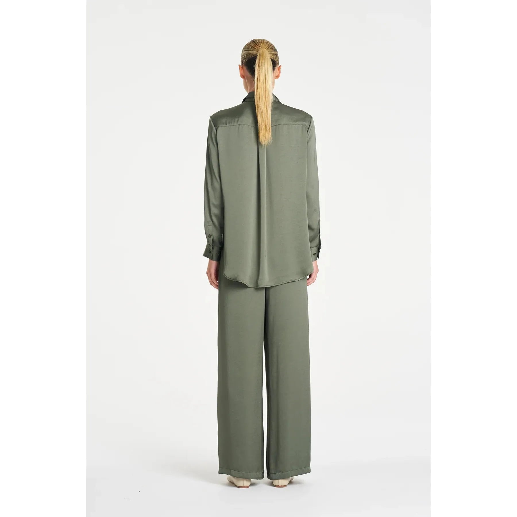 Mela Purdie Soft Shirt Mirror Satin - Sage  Mela Purdie Pisces Boutique