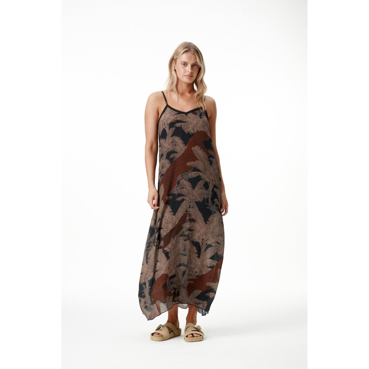 One Season Antoinette Slip - Palm Safari - Black Camel  One Season Pisces Boutique