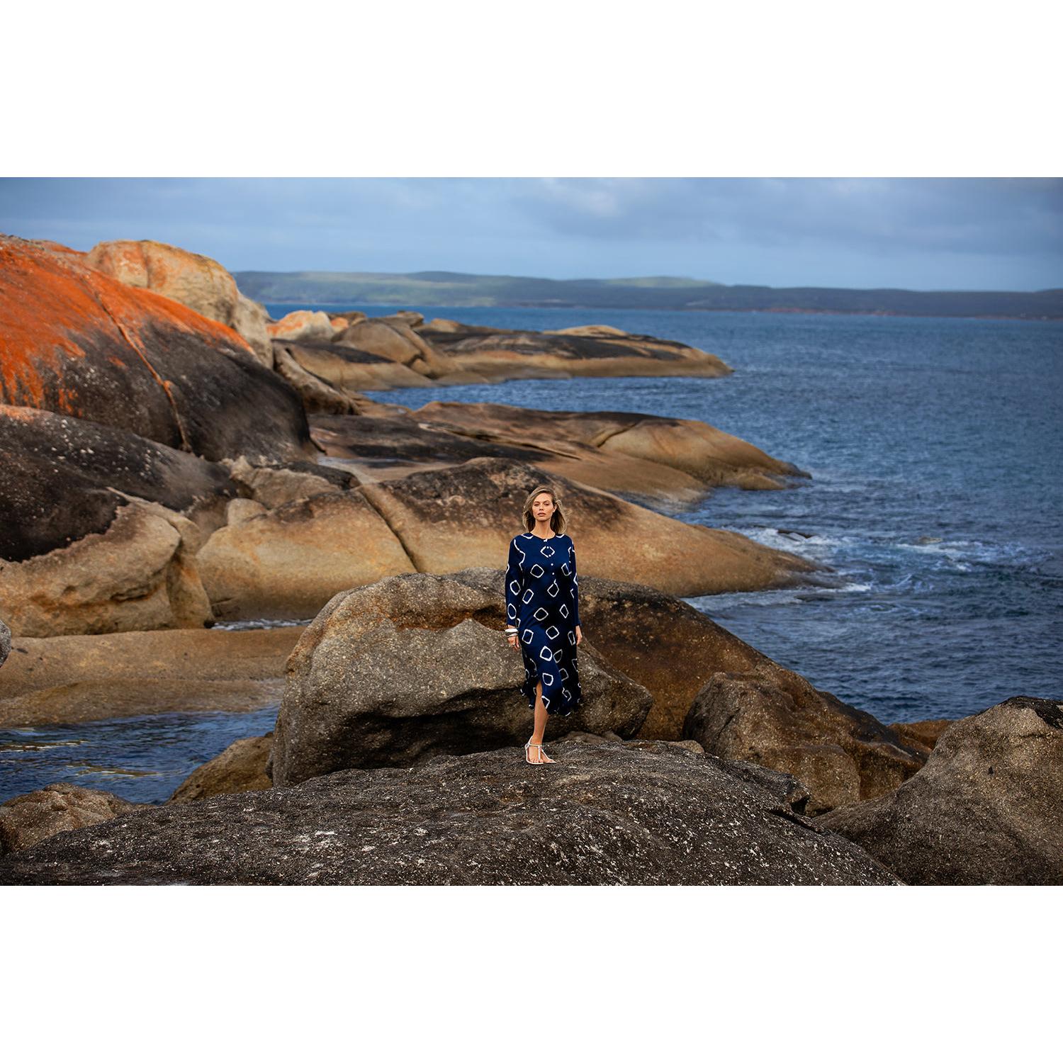 One Season Llew Maxi - Atlas - Cupro - Navy  One Season Pisces Boutique