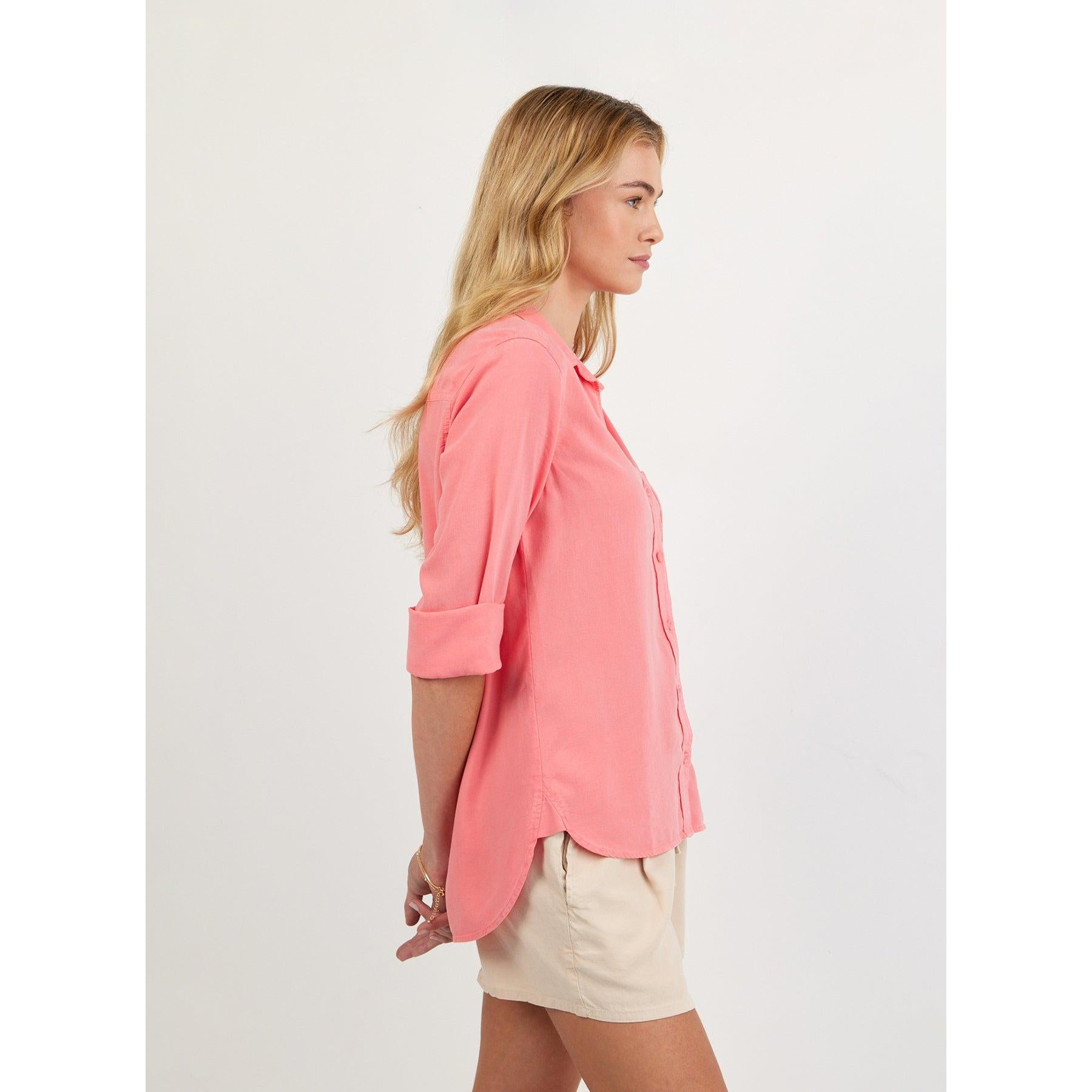 Bella Dahl Shirt Tail Button Down - Wild Coral  Bella Dahl Pisces Boutique