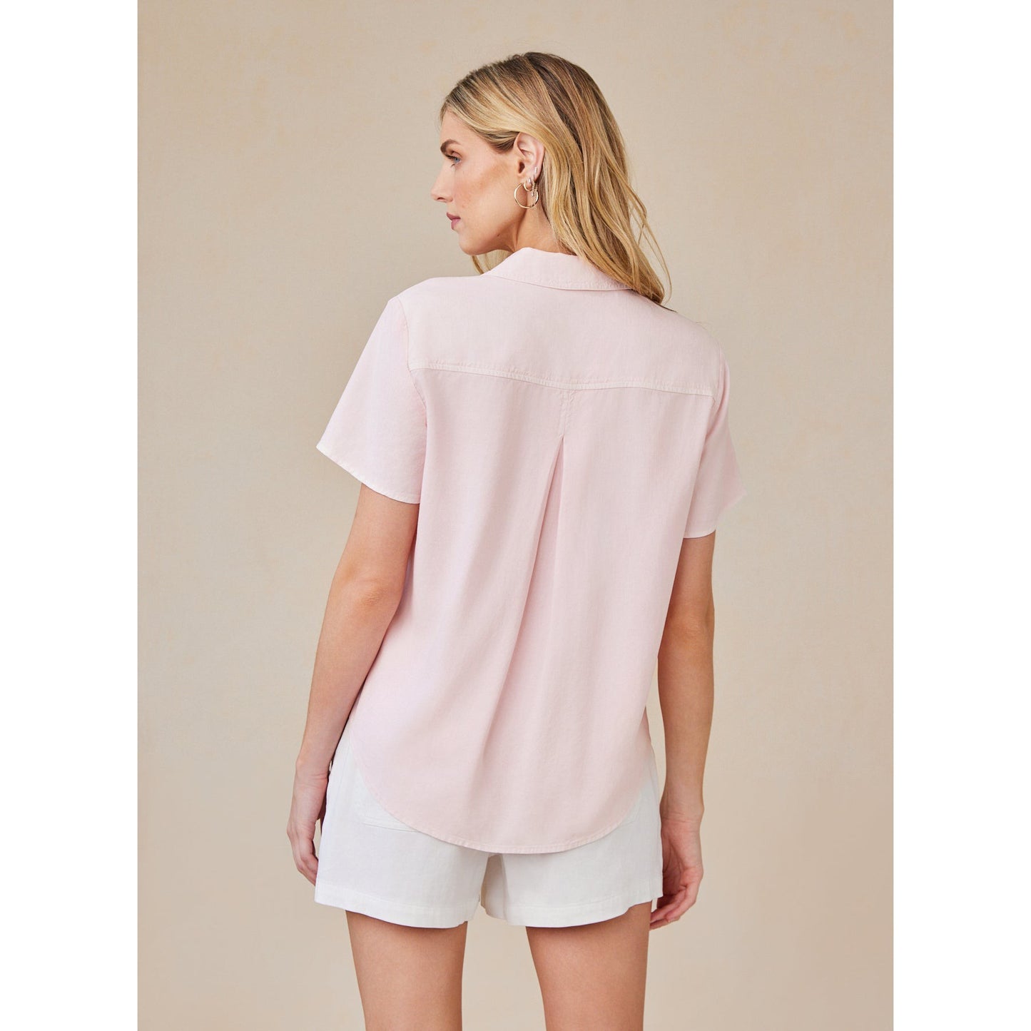 Bella Dahl S/S Pocket Button Down Linen - Pink