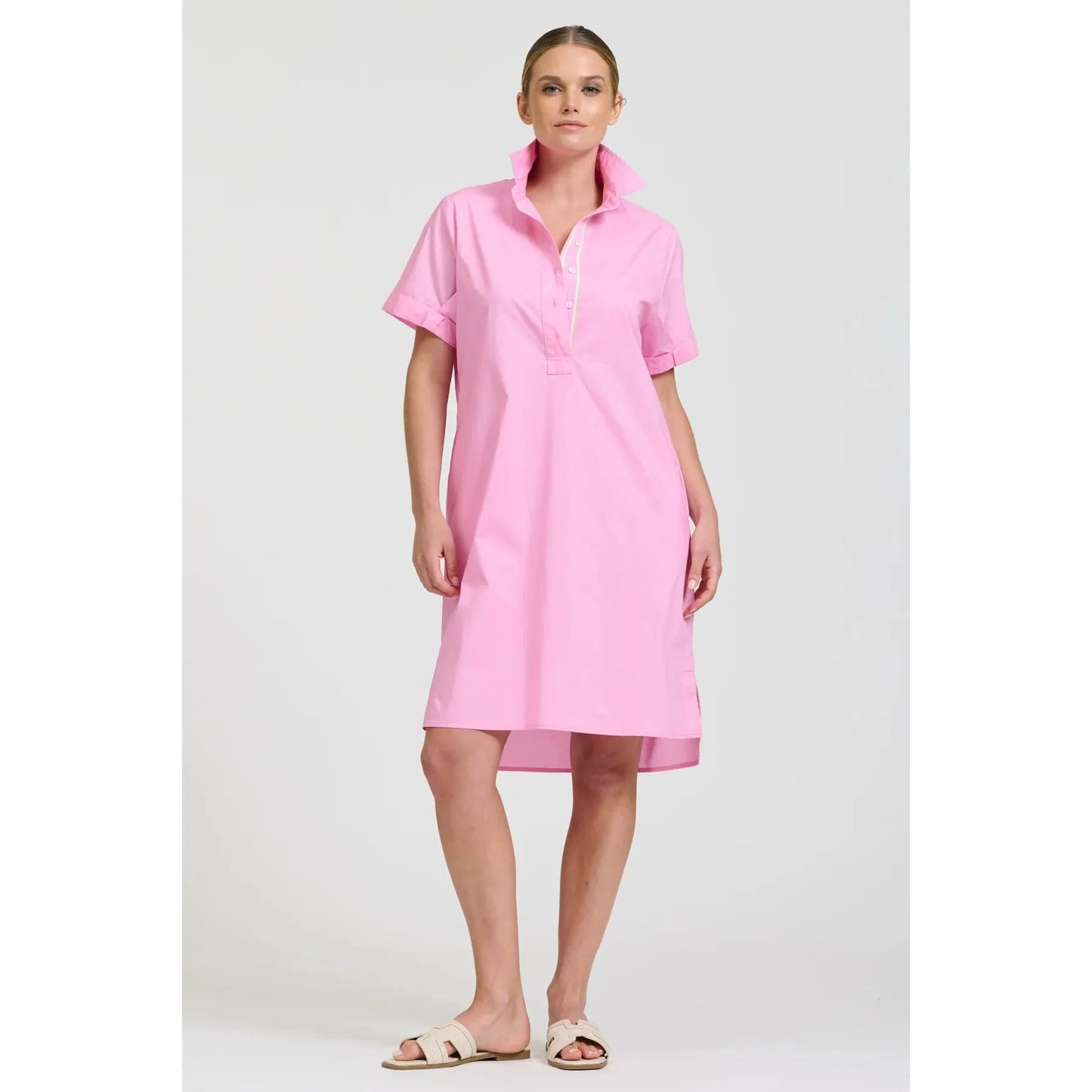 Shirty The Katie Short Sleeve Popover Shirtdress - Pink  Shirty Pisces Boutique