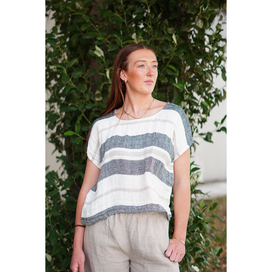 Linens Unlimited Carina Box Top - Black Stripey  Linens Unlimited Pisces Boutique