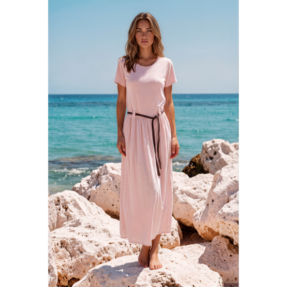 La Gemme Bianca Tee Muslin Dress - Pale Pink  La Gemme Pisces Boutique