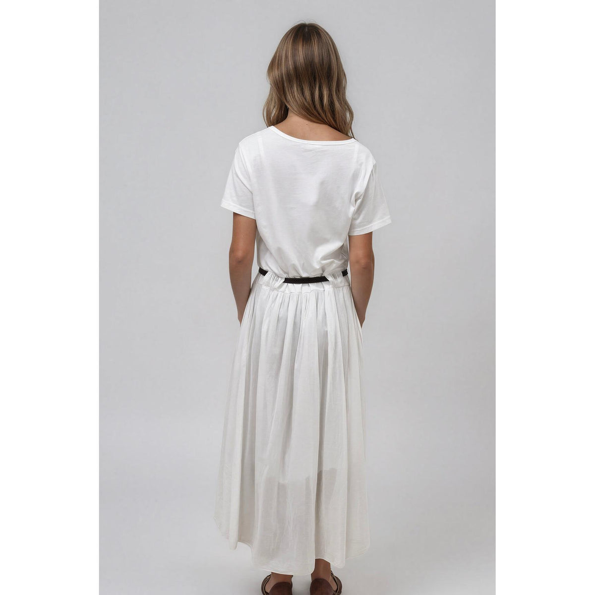 La Gemme Bianca Belted Tee Muslin Dress - White  La Gemme Pisces Boutique