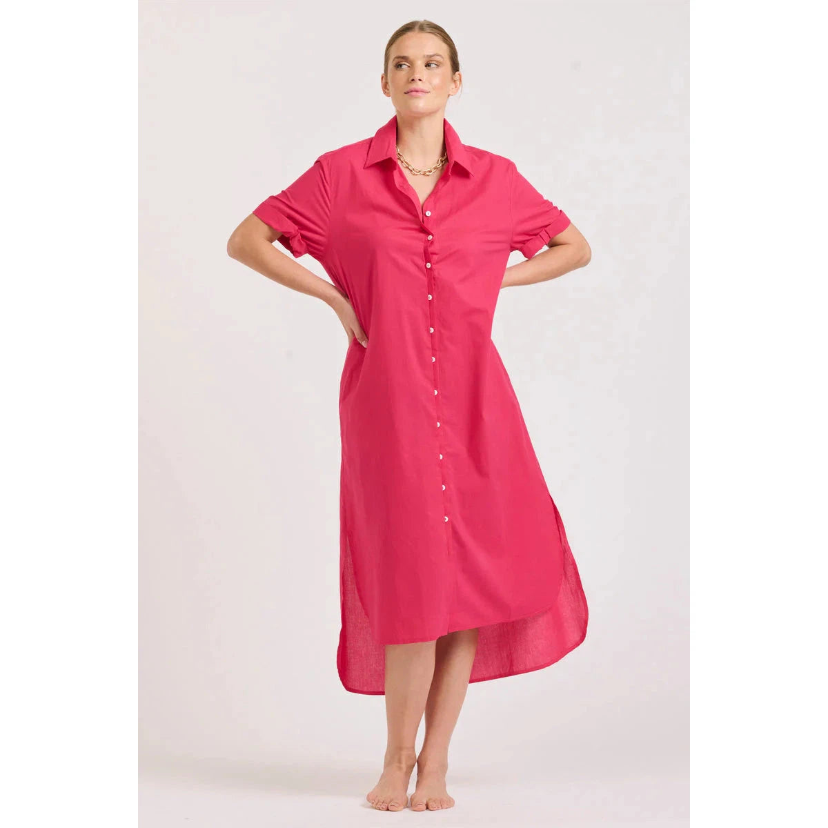 Shirty The Annie S/S Shirt Dress - Raspberry