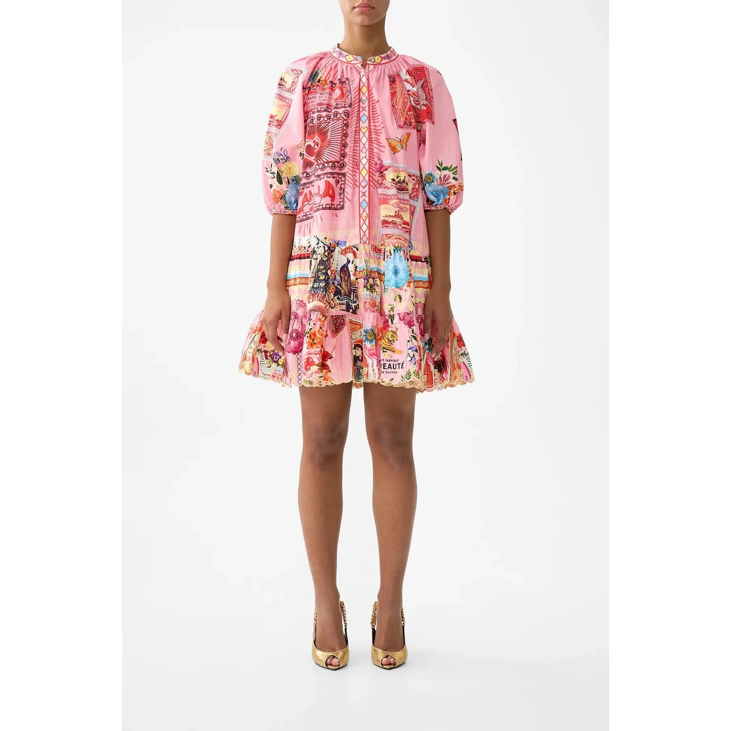 Camilla Puff Sleeve Shirt Dress - Collage Kingdom Collking